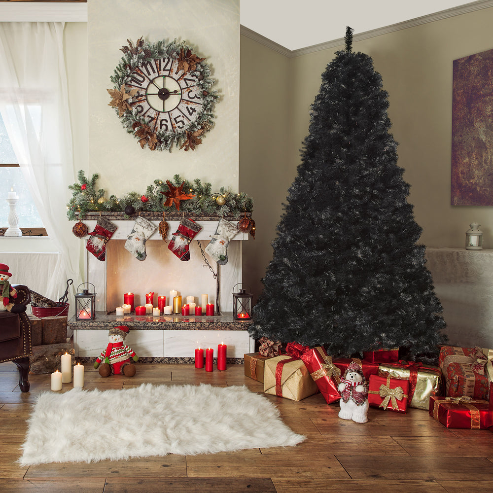 Sapin de Noël artificiel noir de 7 pieds