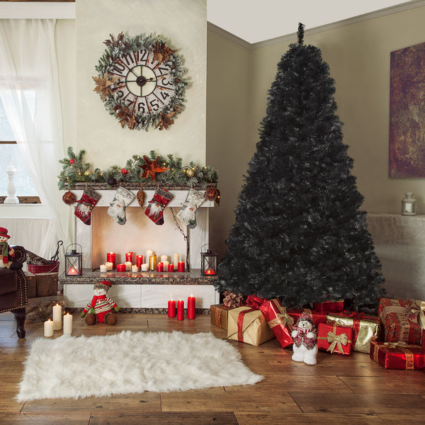 Sapin de Noël artificiel noir de 7 pieds