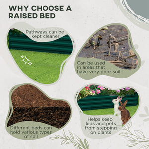 Raised galvanized steel planter with vegetable stakes, green