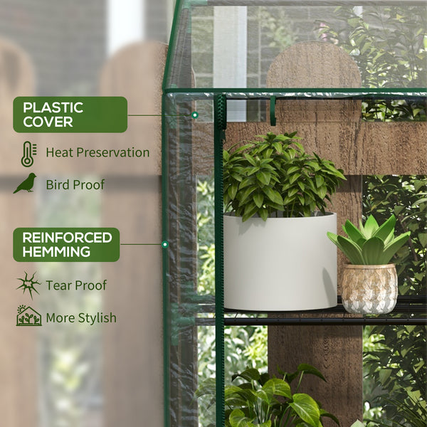 Portable mini greenhouse with 3 shelves, reinforced cover and roll-up doors