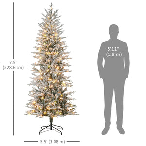 Sapin de Noël artificiel givré pré-éclairé de 7 pieds avec lumières claires blanc chaud