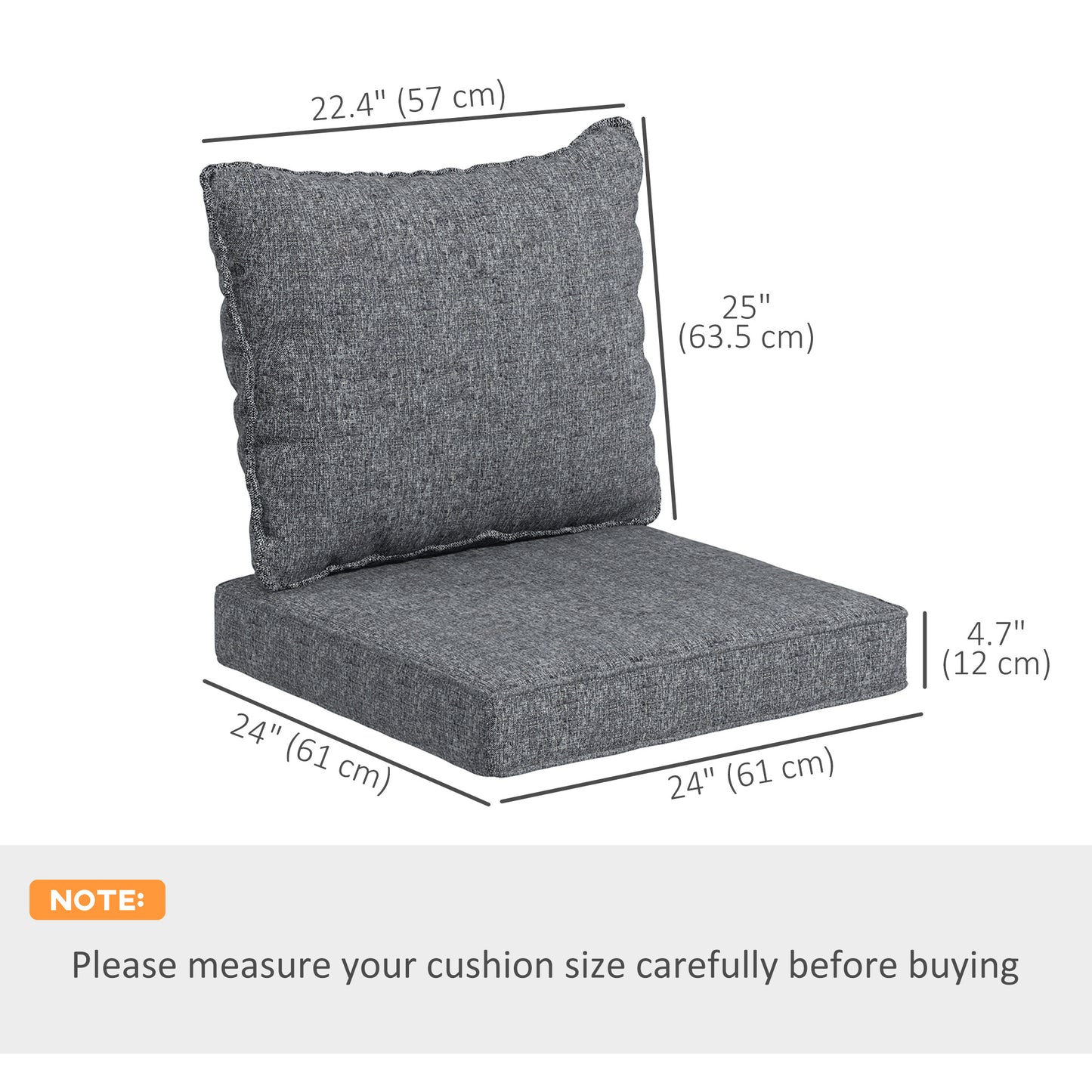 Coussins de rechange pour chaise de patio avec dossier, lot de 4, gris