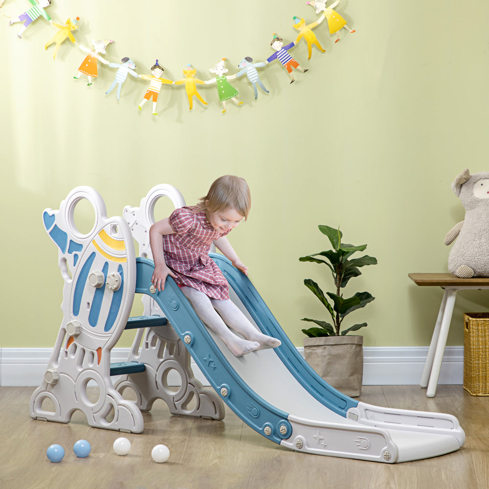 Toboggan d'intérieur pour enfants de 1,5 à 3 ans, thème spatial, bleu