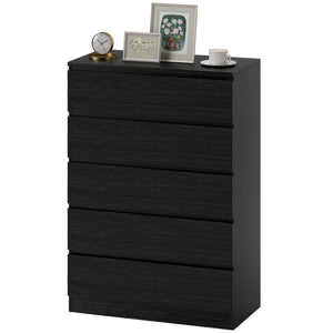 5-drawer dresser for bedroom, black