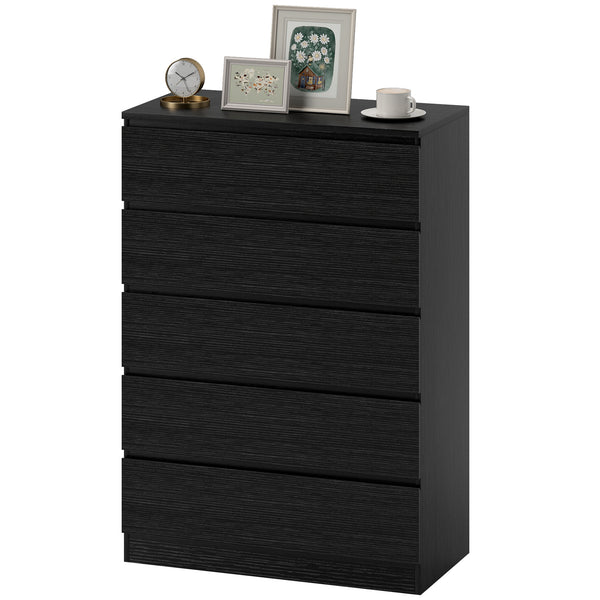 5-drawer dresser for bedroom, black