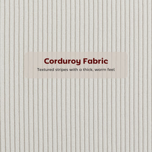 Set of 2 padded bar stools in corduroy, cream white