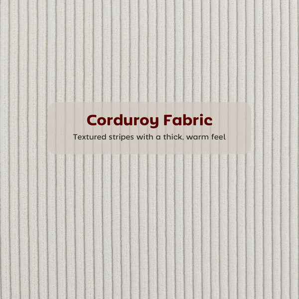 Set of 2 padded bar stools in corduroy, cream white