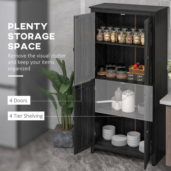 Meuble de rangement avec portes et étagères, noir