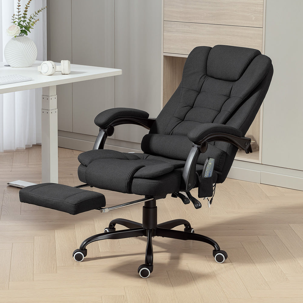 Fauteuil de massage vibrant à 7 points avec repose-pieds, noir