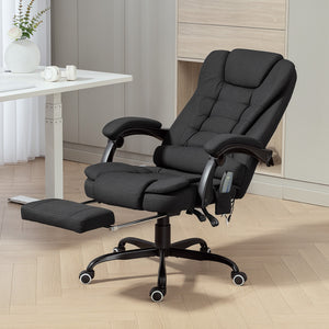 7-point vibrating massage chair with footrest, black