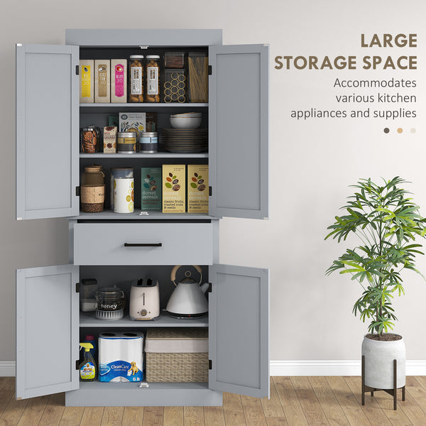 Garde-manger de style campagnard avec 4 portes de grange, gris