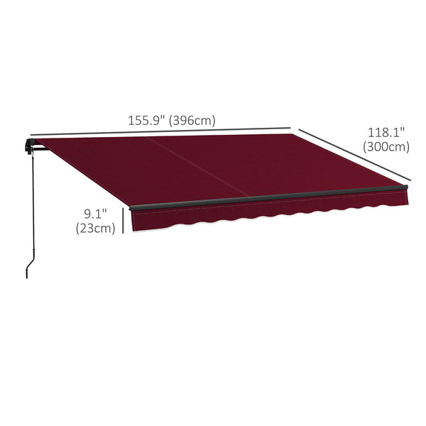 Store banne rétractable de 13 x 9,8 pieds, rouge bordeaux