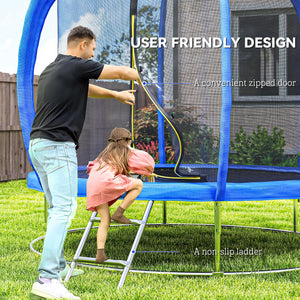 8ft Trampoline with Enclosure Net, Ladder and Curved Poles