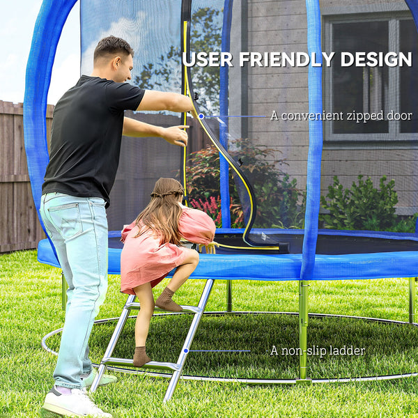 8ft Trampoline with Enclosure Net, Ladder and Curved Poles