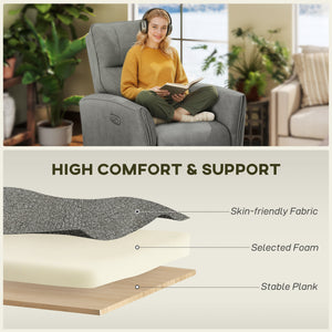 Fauteuil inclinable électrique, revêtement en tissu, ports USB, repose-pieds, gris