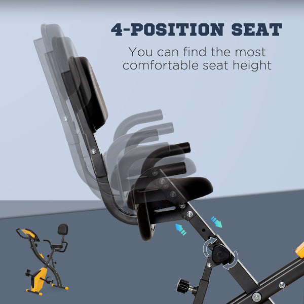 3-in-1 Folding Exercise Bike with 8-Level Magnetic Resistance, Yellow