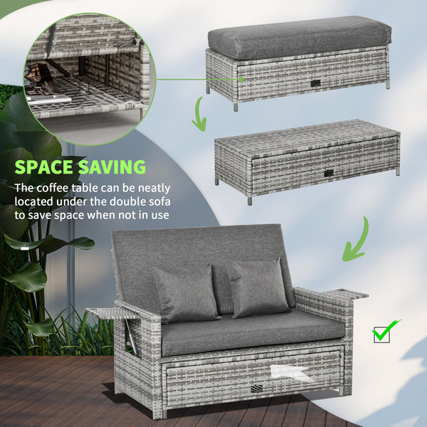 Ensemble de jardin convertible en lit, gris