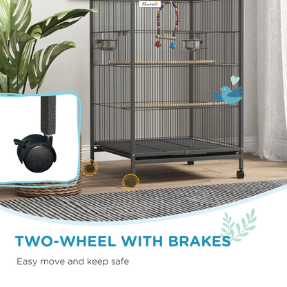 Cage à oiseaux pour perroquets, inséparables, perruches et pinsons, gris