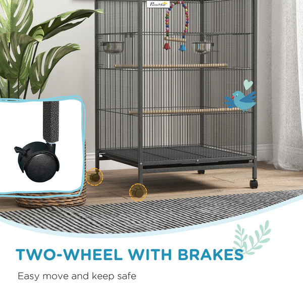 Cage à oiseaux pour perroquets, inséparables, perruches et pinsons, gris