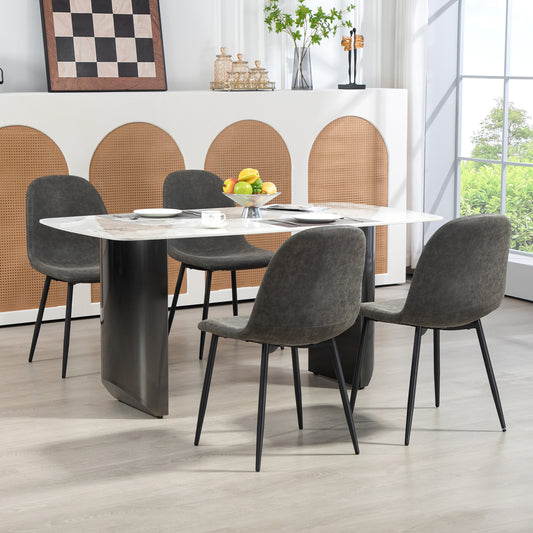 Lot de 4 chaises de salle à manger rétro rembourrées en cuir synthétique