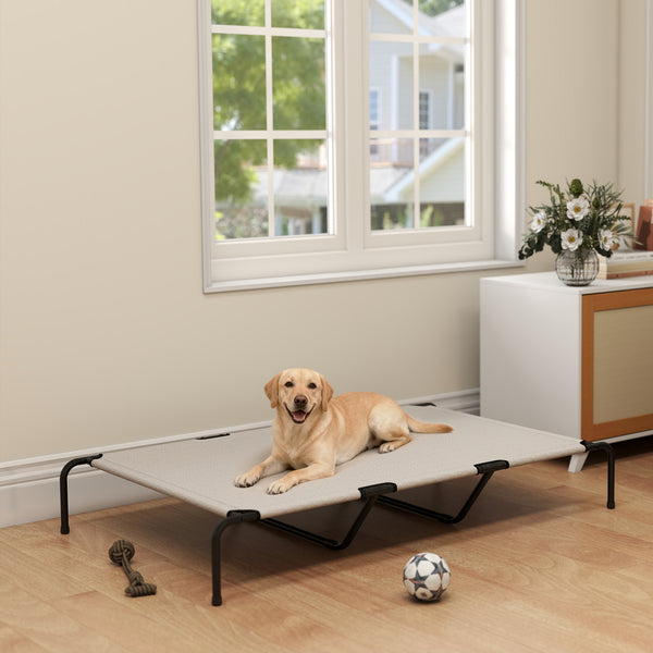 Lit surélevé pour chien avec maille respirante, beige