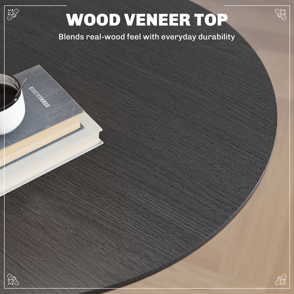 Round table with steel frame, black