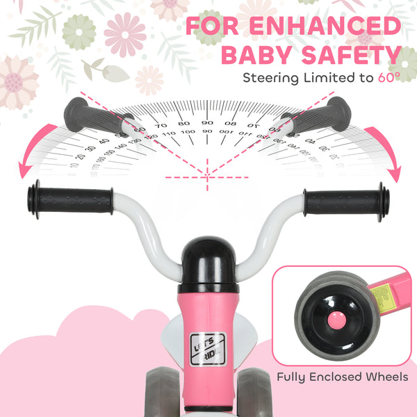 Vélo d'équilibre pour tout-petits de 12 à 36 mois rose