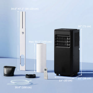 4-in-1 10,000 BTU Portable Air Conditioner with Cooling, Dehumidification, Fan, Sleep Mode, Wi-Fi Voice Remote Control, Black