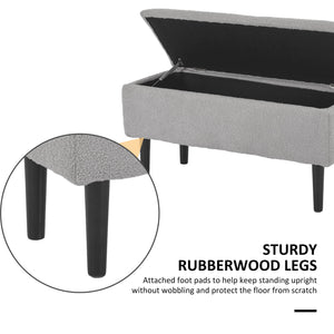Banc de rangement moderne avec revêtement en laine d'agneau, gris