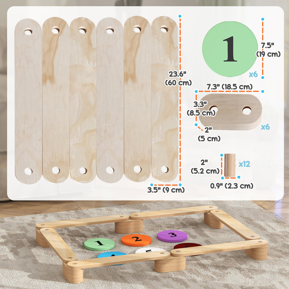 Poutre d'équilibre en bois 6 pièces pour enfants