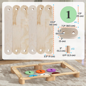Poutre d'équilibre en bois 6 pièces pour enfants