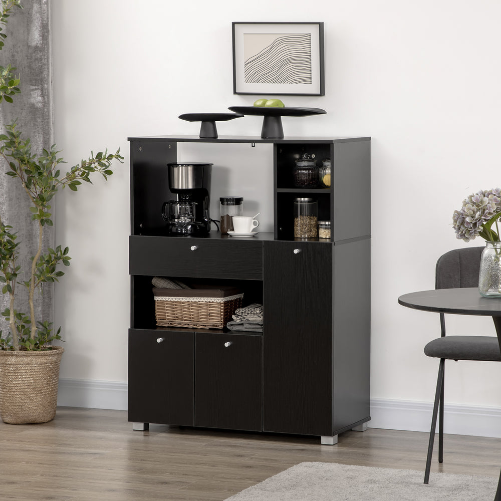 Armoire de cuisine avec support pour four à micro-onde, noir