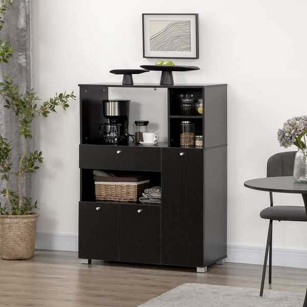 Armoire de cuisine avec support pour four à micro-onde, noir