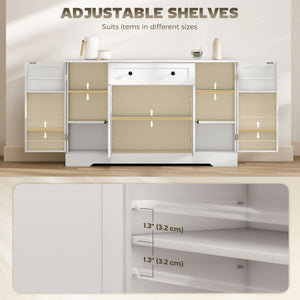 Buffet de style campagnard avec porte, étagères réglables, tiroir, blanc