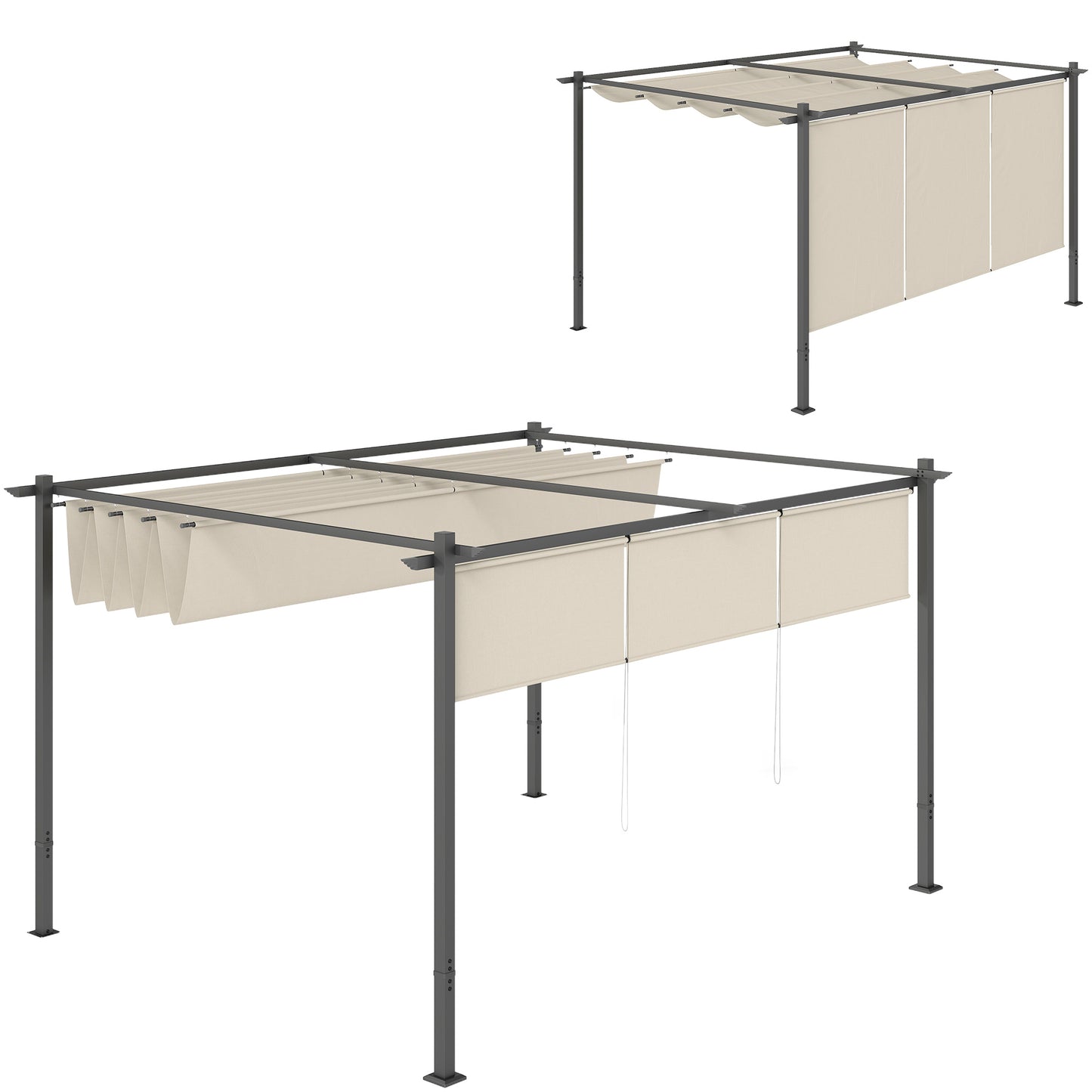 Pergola rétractable 10' x 12' avec store enrouleur, gazebo mural ou autoportant, UPF30+