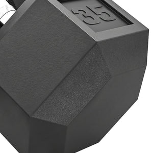 Ensemble de 2 haltères hexagonaux de 35 lb avec revêtement en caoutchouc – Noir