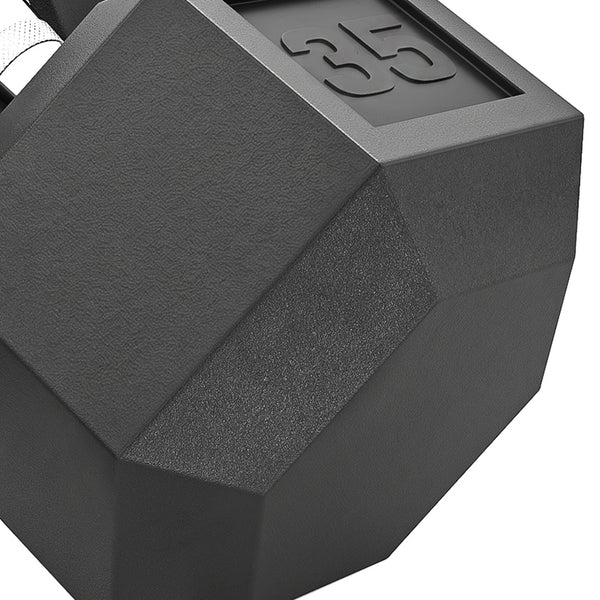 Ensemble de 2 haltères hexagonaux de 35 lb avec revêtement en caoutchouc – Noir