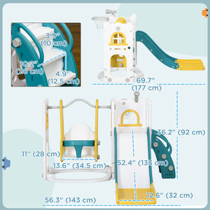Ensemble de balançoire et toboggan 6 en 1 jaune