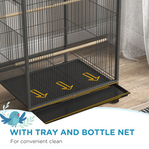 Cage à oiseaux pour perroquets, inséparables, perruches et pinsons, gris