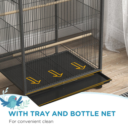 Cage à oiseaux pour perroquets, inséparables, perruches et pinsons, gris