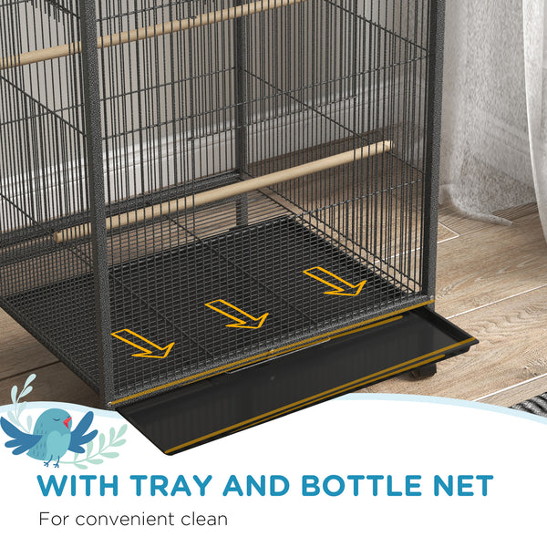 Cage à oiseaux pour perroquets, inséparables, perruches et pinsons, gris