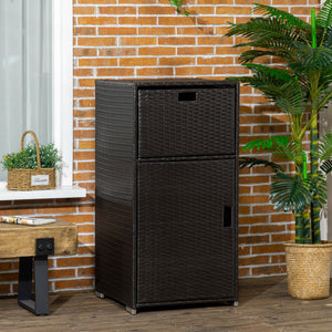 Porte-serviettes d'extérieur en rotin, marron foncé