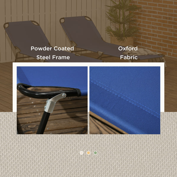 Ensemble de 2 chaises longues pliantes avec dossier inclinable, bleues