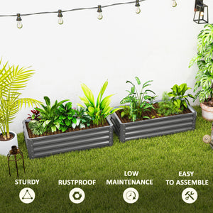 Jardinières surélevées galvanisées, lot de 2, pour fleurs et légumes, gris clair