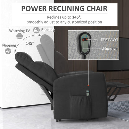 Fauteuil inclinable releveur électrique avec télécommande et poche latérale, gris