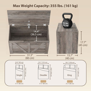 Banc coffre de rangement 100 L avec couvercle à fermeture sécurisée, gris