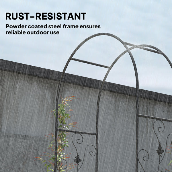 Arche de jardin en acier de 2,1 m avec portail, treillis pour plantes grimpantes, rosiers, vignes, arche de mariage pour extérieur, jardin, pelouse, arrière-cour, noir