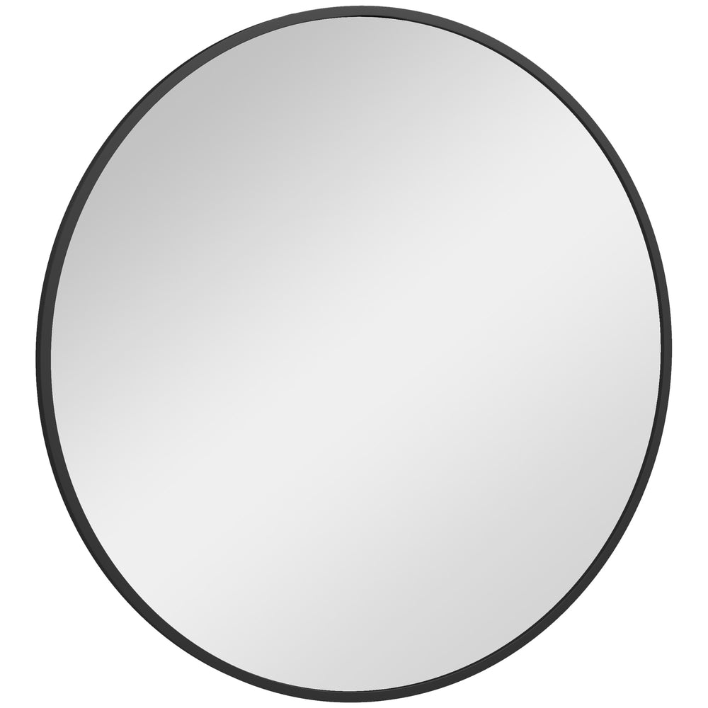 Miroir rond avec cadre en métal décoratif, noir