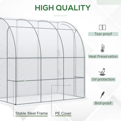 7' x 4' x 7' Garden Greenhouse with Roll-Up Door, Ideal for Plants, Herbs, Vegetables, White