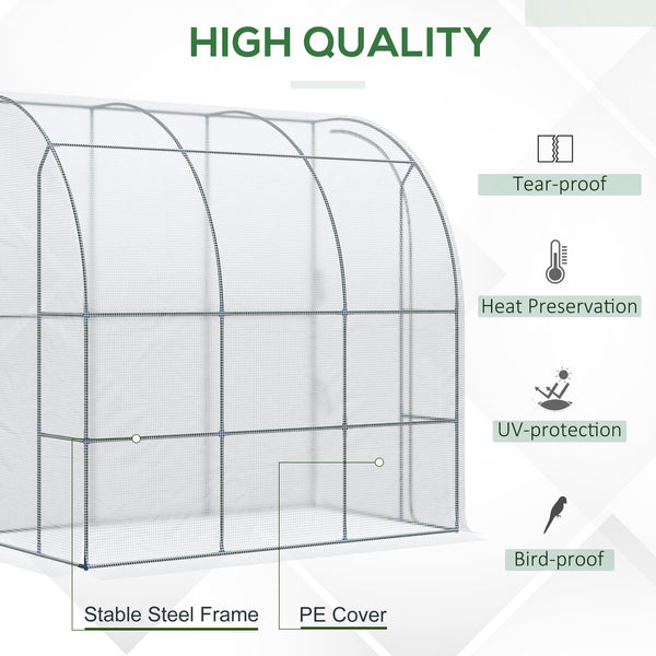 7' x 4' x 7' Garden Greenhouse with Roll-Up Door, Ideal for Plants, Herbs, Vegetables, White